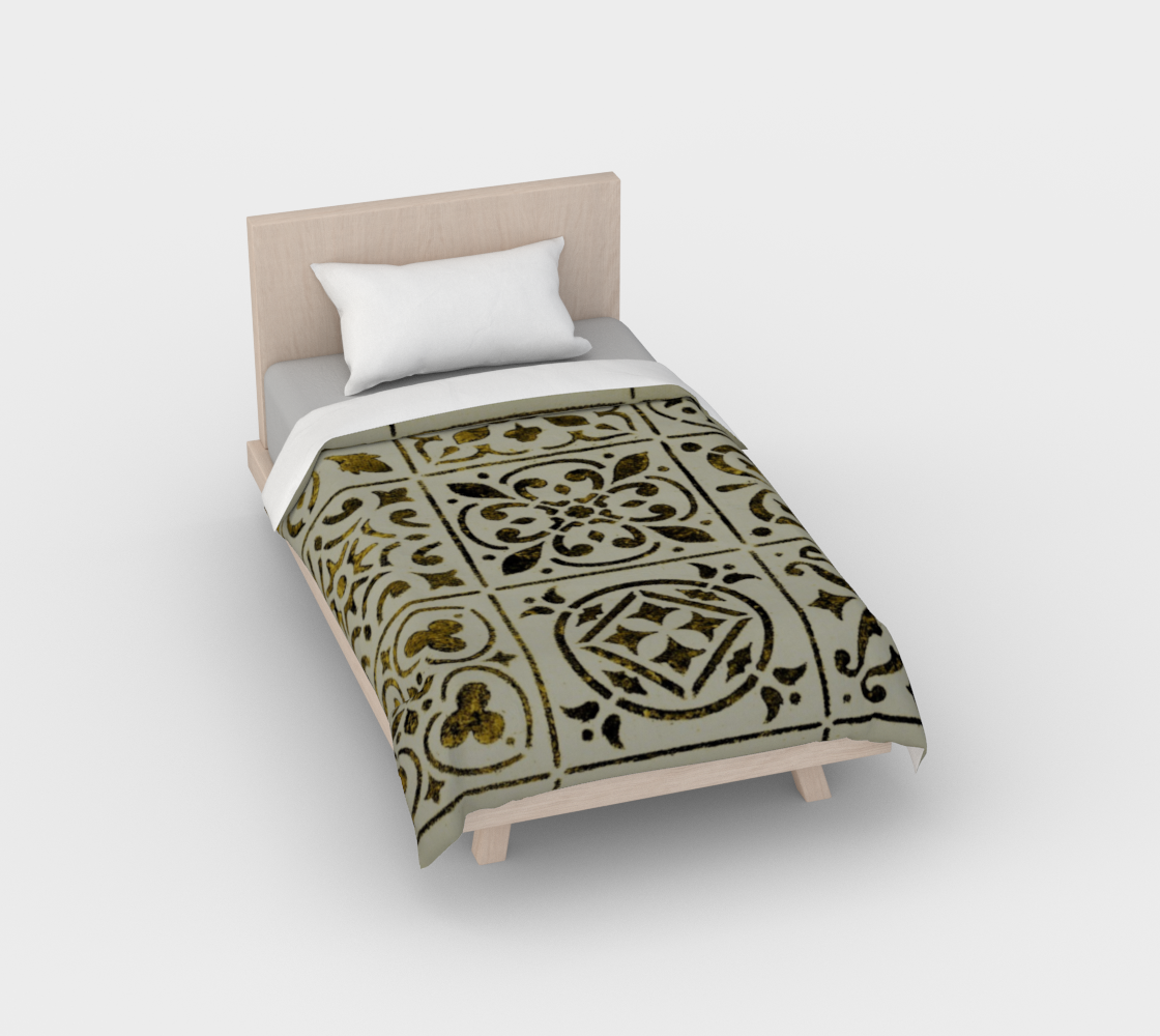 Aperçu de Duvet Cover * Abstract Geometric Design * Moroccan Tile Print Bed Linens * King*Queen*Full*Twin Gold Black on White Comforter Cover