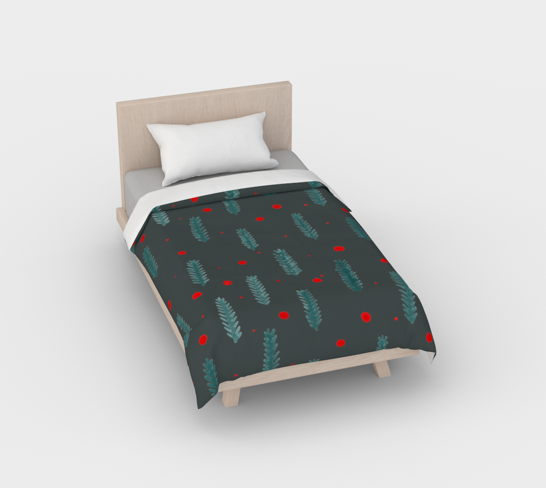 Christmas branches and dots - teal duvet cover aperçu