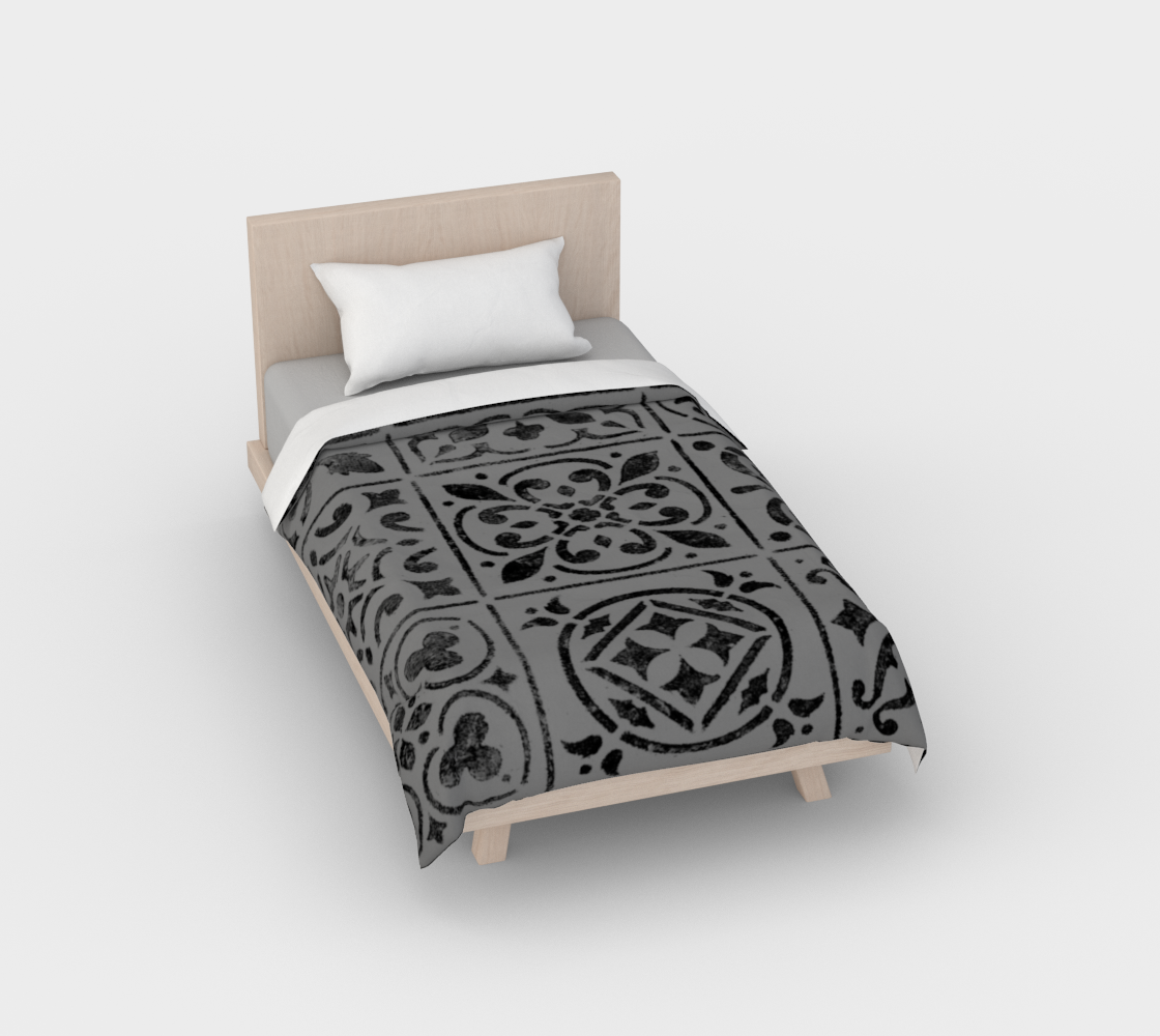 Duvet Cover * Abstract Geometric Design * Moroccan Tile Print Bed Linens * King*Queen*Full*Twin Black and Gray Comforter Cover preview