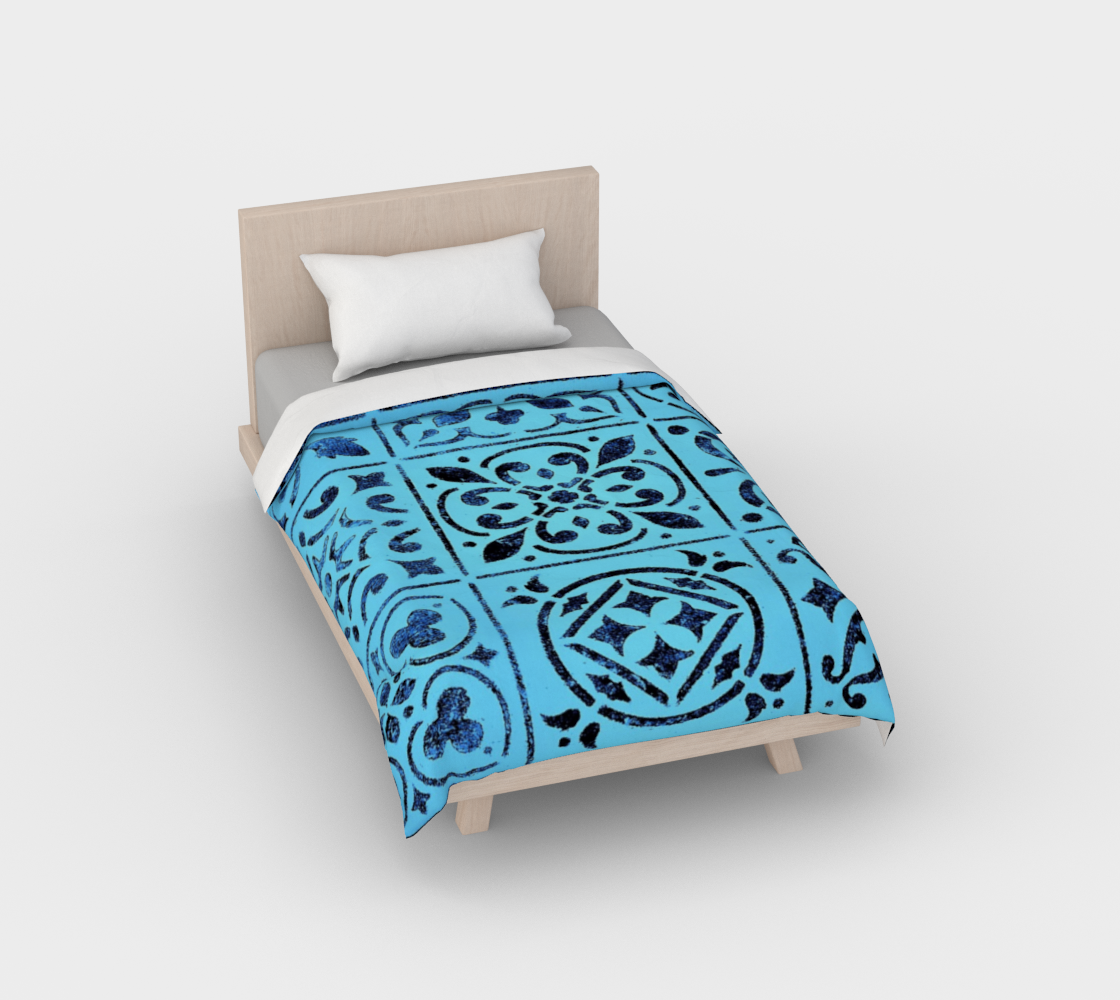 Duvet Cover * Blue Moroccan Tile Design Bed Linens * Abstract Geometric Design Comforter Cover preview
