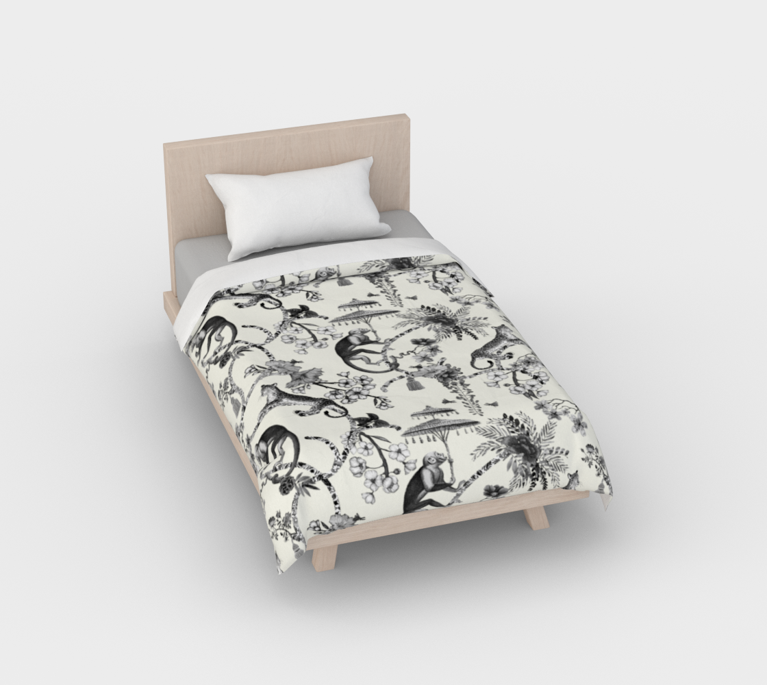 Duvet Cover - Chinoiserie Whimsy - Black on Ivory preview