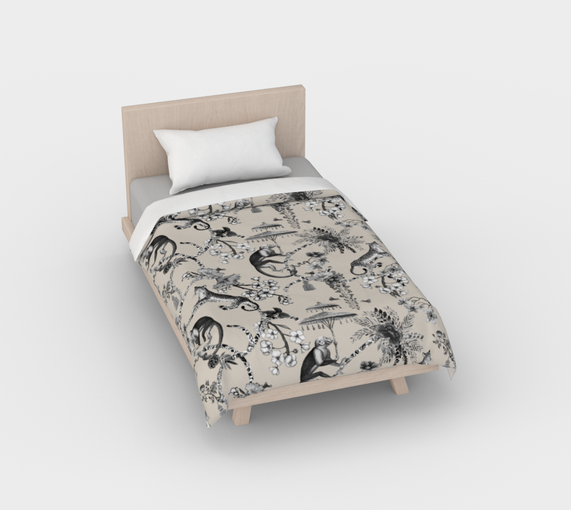 Duvet Cover - Chinoiserie Whimsy - Black on Neutral preview