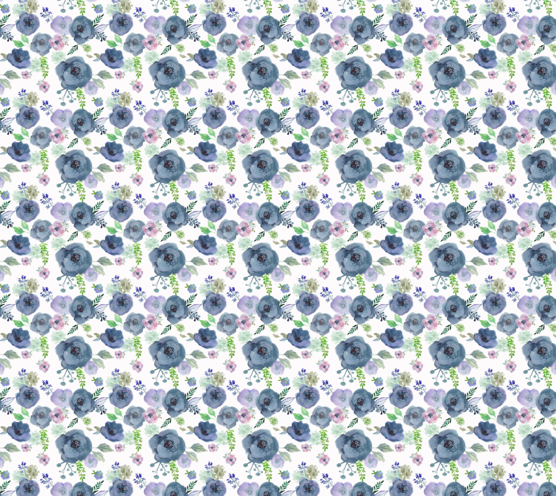 Deep navy and violet watercolour flowers  preview