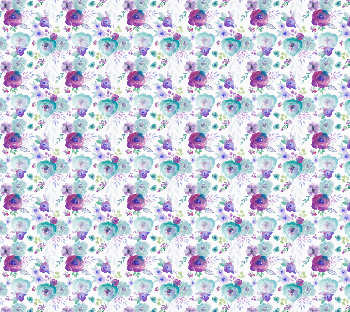 Teal and Purple Watercolour Florals preview