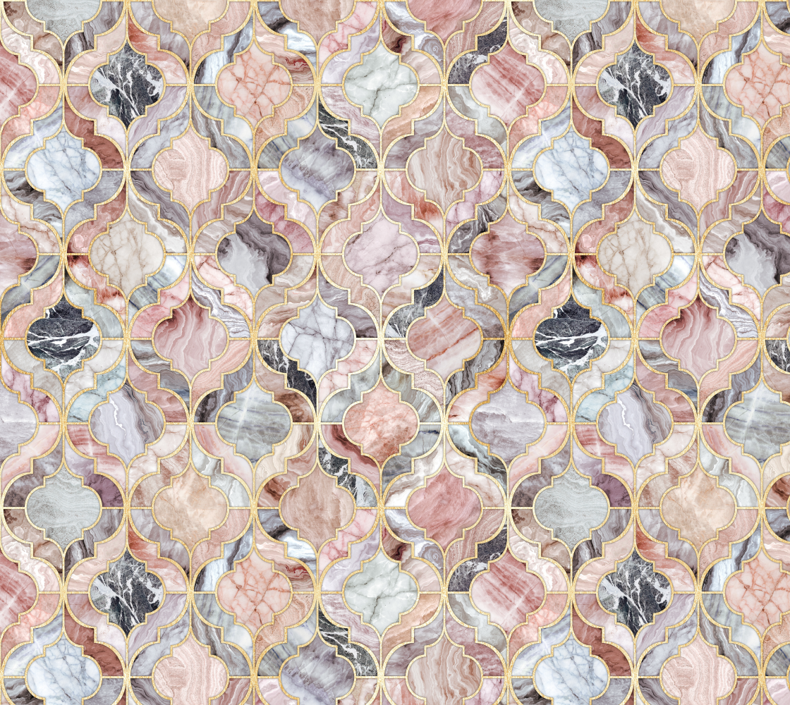 Rosy Marble Moroccan Tiles - large thumbnail #1