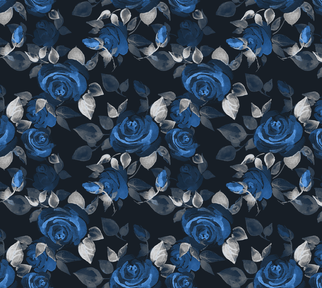 Blue roses on black preview