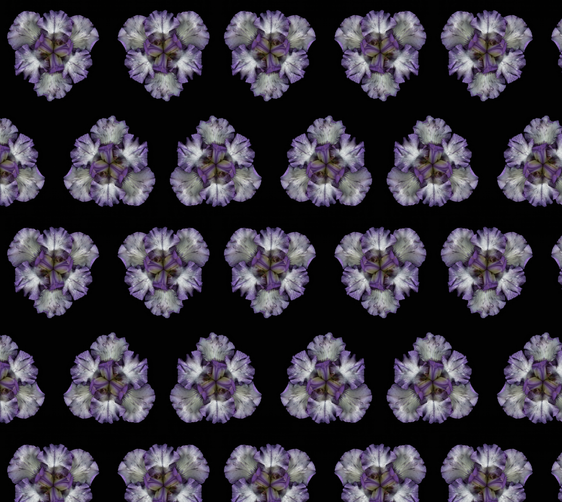 Fabric - Bearded Iris - Purple Floral Fabric - Half Brick Repeat  preview
