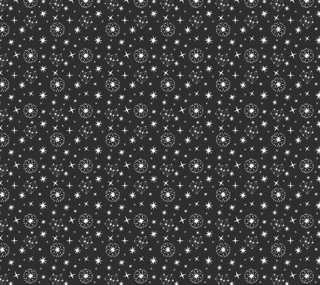 Aperçu de White Star Pattern on Black Sky Fabric, AWSD