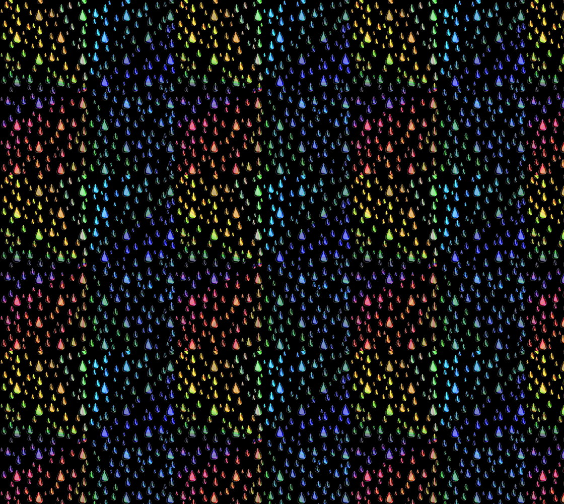Aperçu de Teardrop Gems Rainbow Colored Pattern on Black Fabric, AWSD