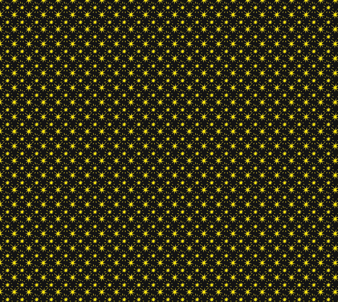 Aperçu de Golden Star Pattern on Black Sky Fabric, AWSD