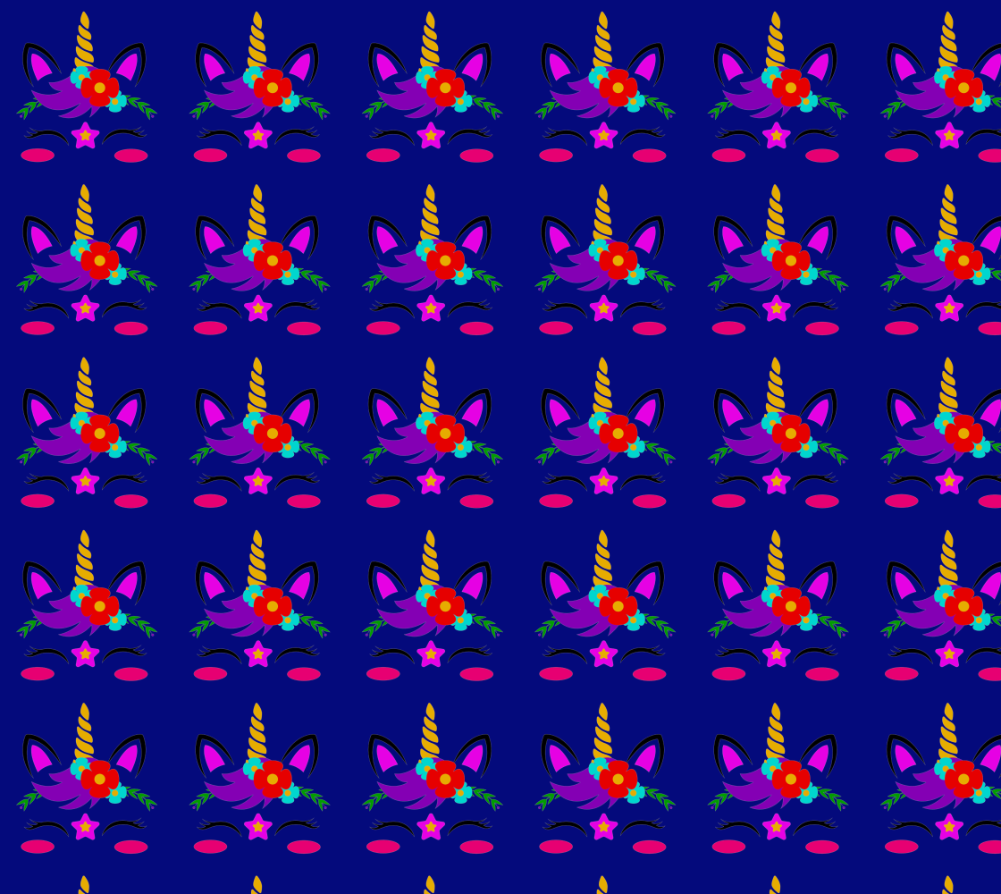 Aperçu de Unicorn Face Pattern on Blue Fabric, AWSD