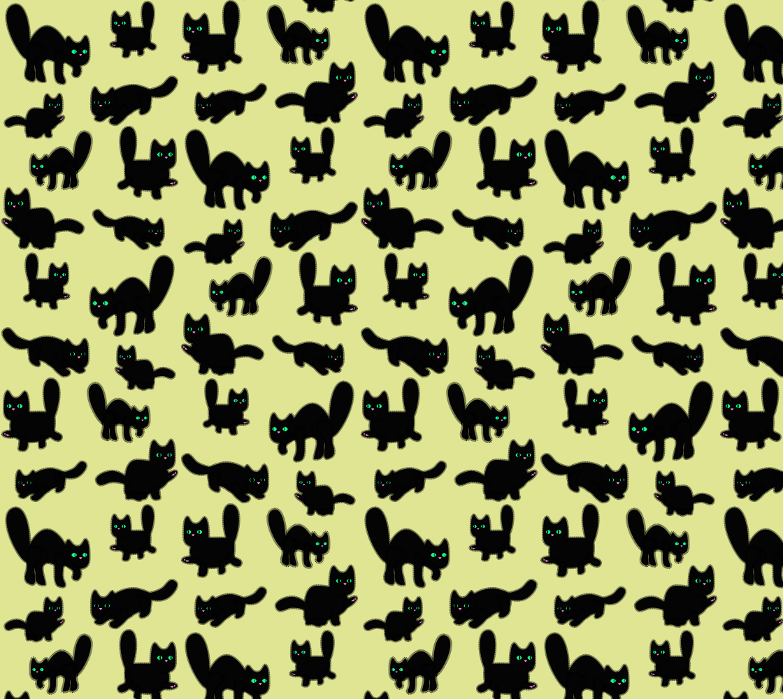 Fuzzy Kitties Black Cats Pattern (Yellow BG) preview