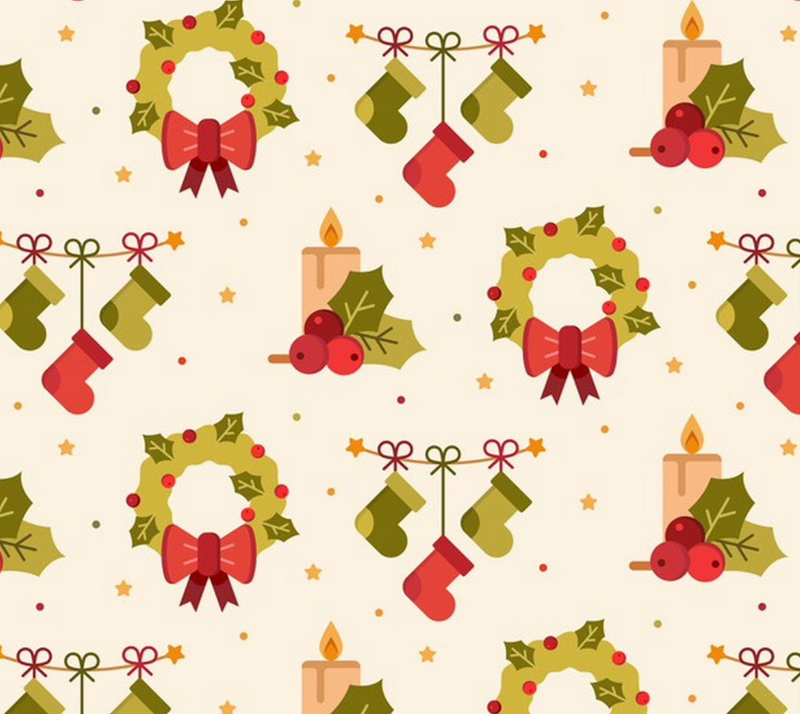 Aperçu de Lovely Christmas fabric - wreath, stockings, candle