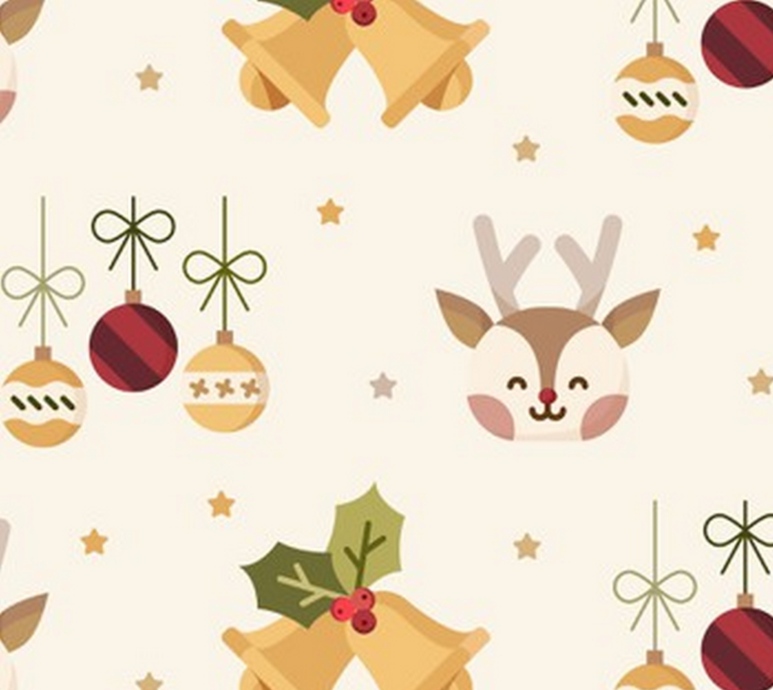 Aperçu de Sweet Christmas Fabric - ornaments, bells, reindeer - Super cute for kids