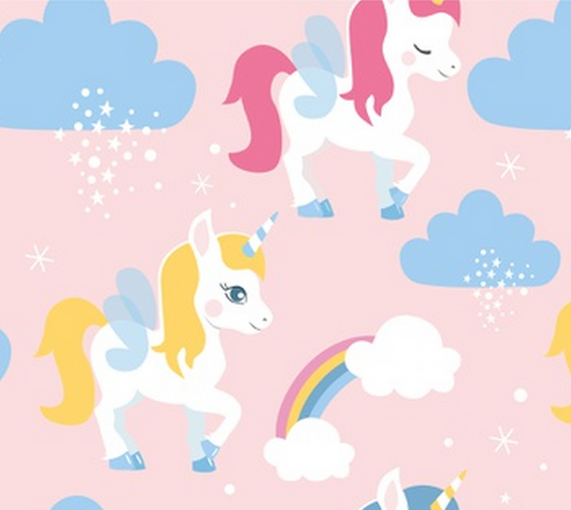 Aperçu de Sweet Unicorns on Pastel Pink Background 