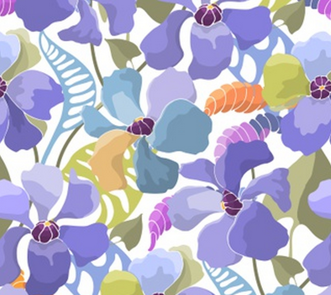 Aperçu de Lovely Watercolor Lavender and Blue Floral Fabric