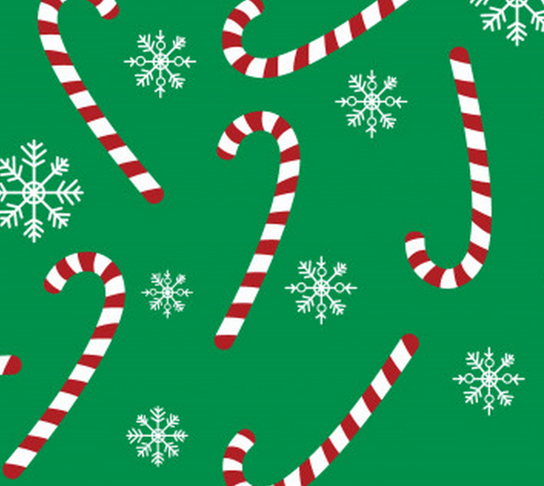 Aperçu de Candy Canes and Snowflakes Christmas Fabric