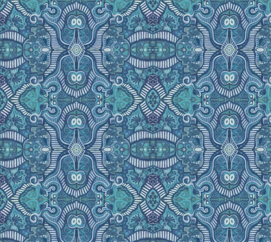 Apple Stripes Bohemian Arabesque Pattern Turquoise Blue preview