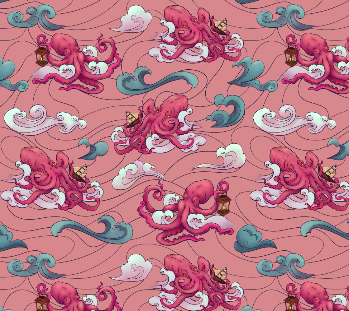Octopus Rosé - Fabric preview