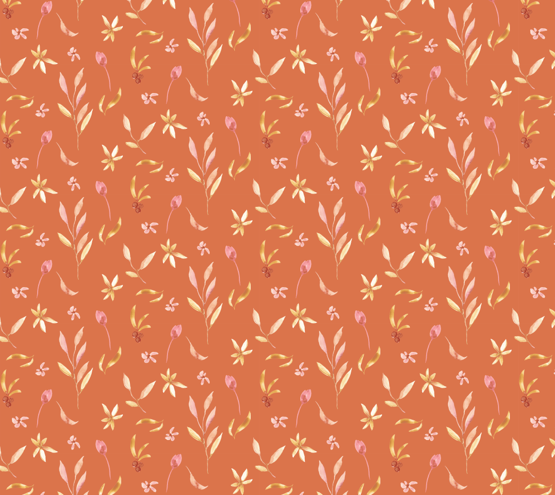 Wildflowers on Terracotta fabric preview