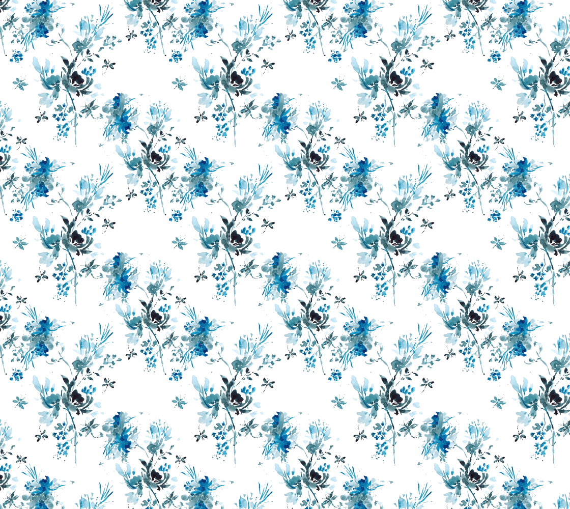 Blue and White Dragonfly fabric preview