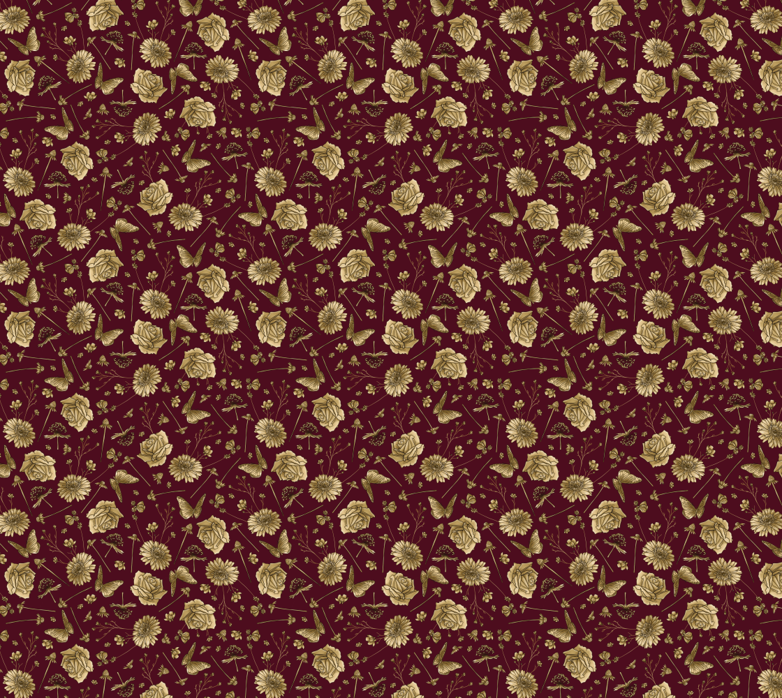 Petal to the metal red & gold tossed fabric preview
