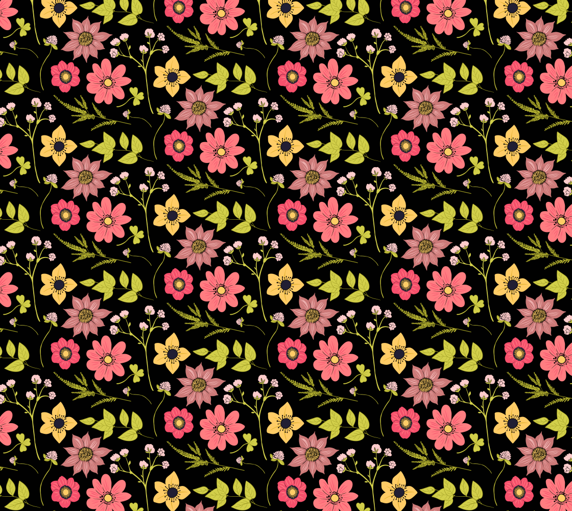 Pink & Yellow Blooms Fabric preview
