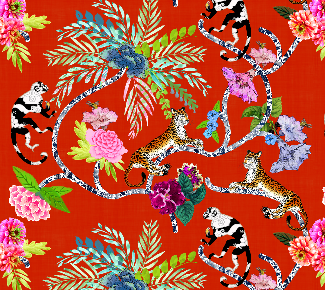 Chinoiserie "Frolic" - Fabric preview