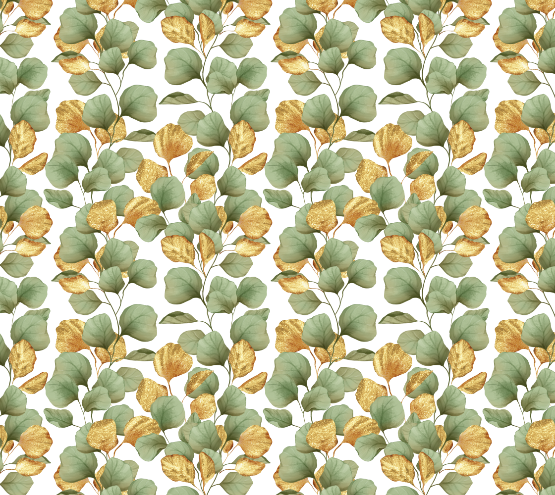 Aperçu de Green and gold leaves.  Pattern