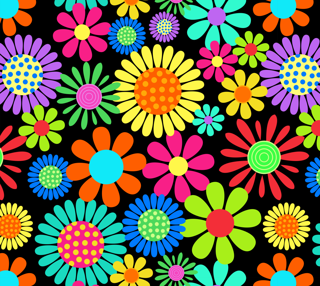 Aperçu de Retro Daisy Blossom Flower Power Pattern