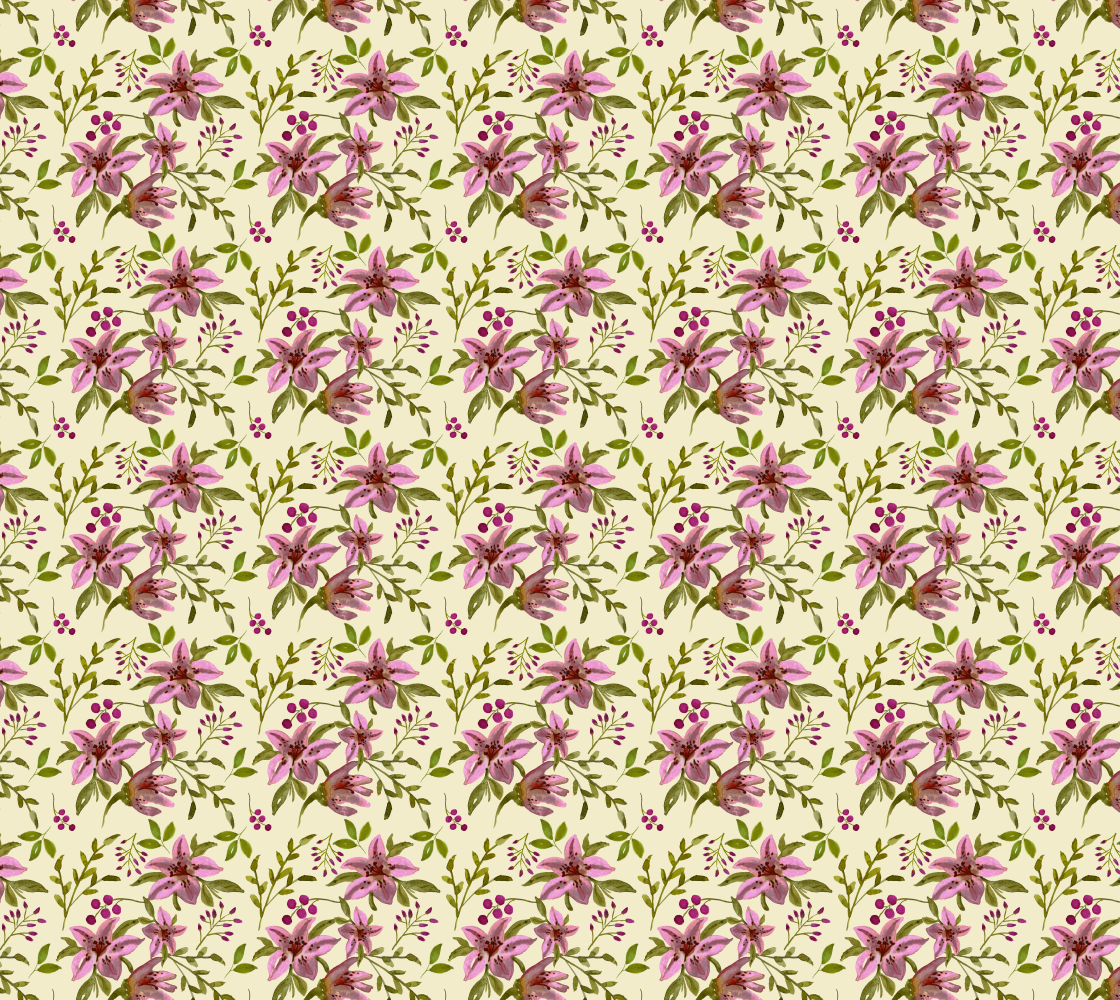 Pink Star Flowers On Green Silk preview