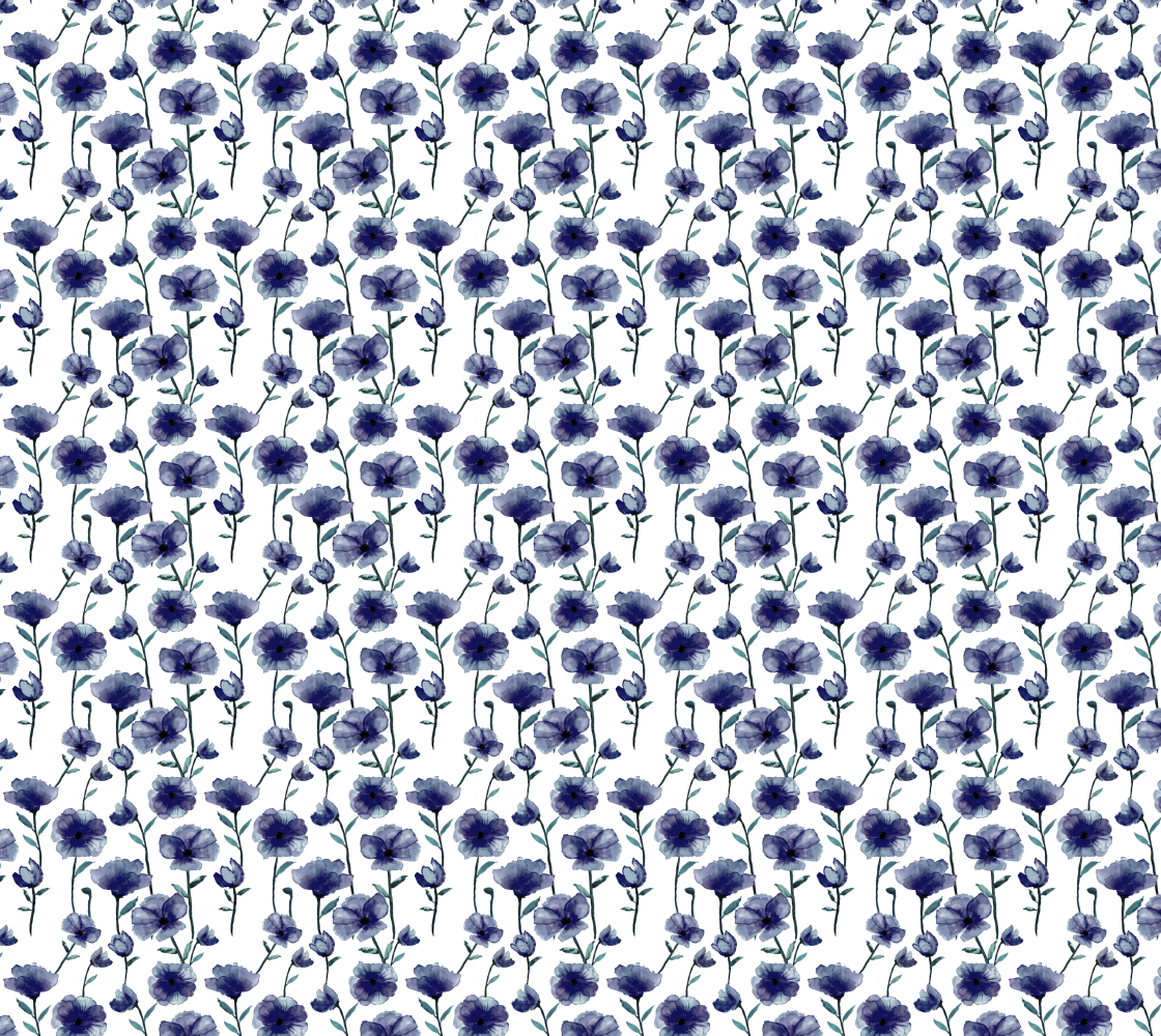 Aperçu de Indigo Blue Ink Floral 