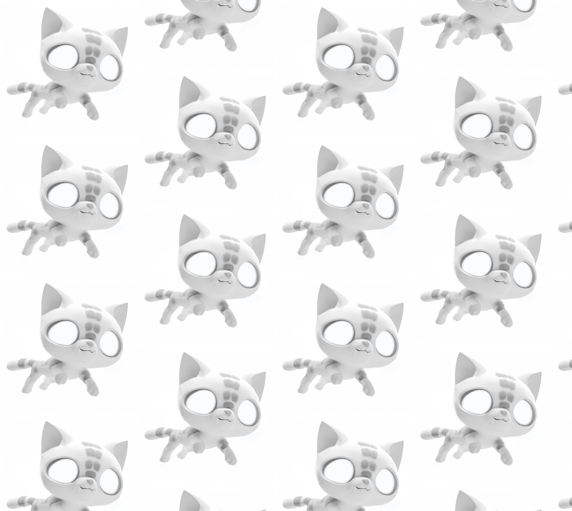 Robot cat illustration motif pattern Miniature #1