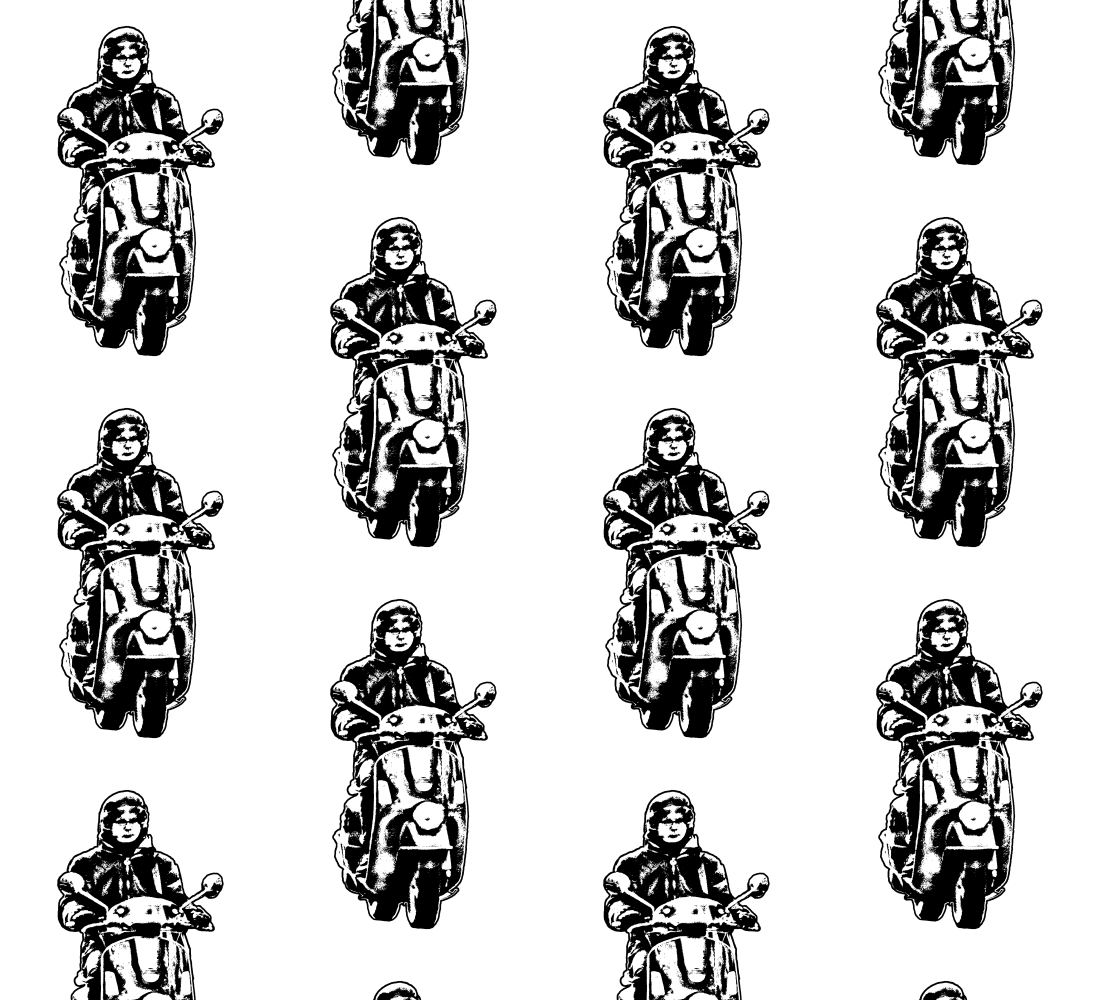 Aperçu de Man riding scooter drawing motif pattern