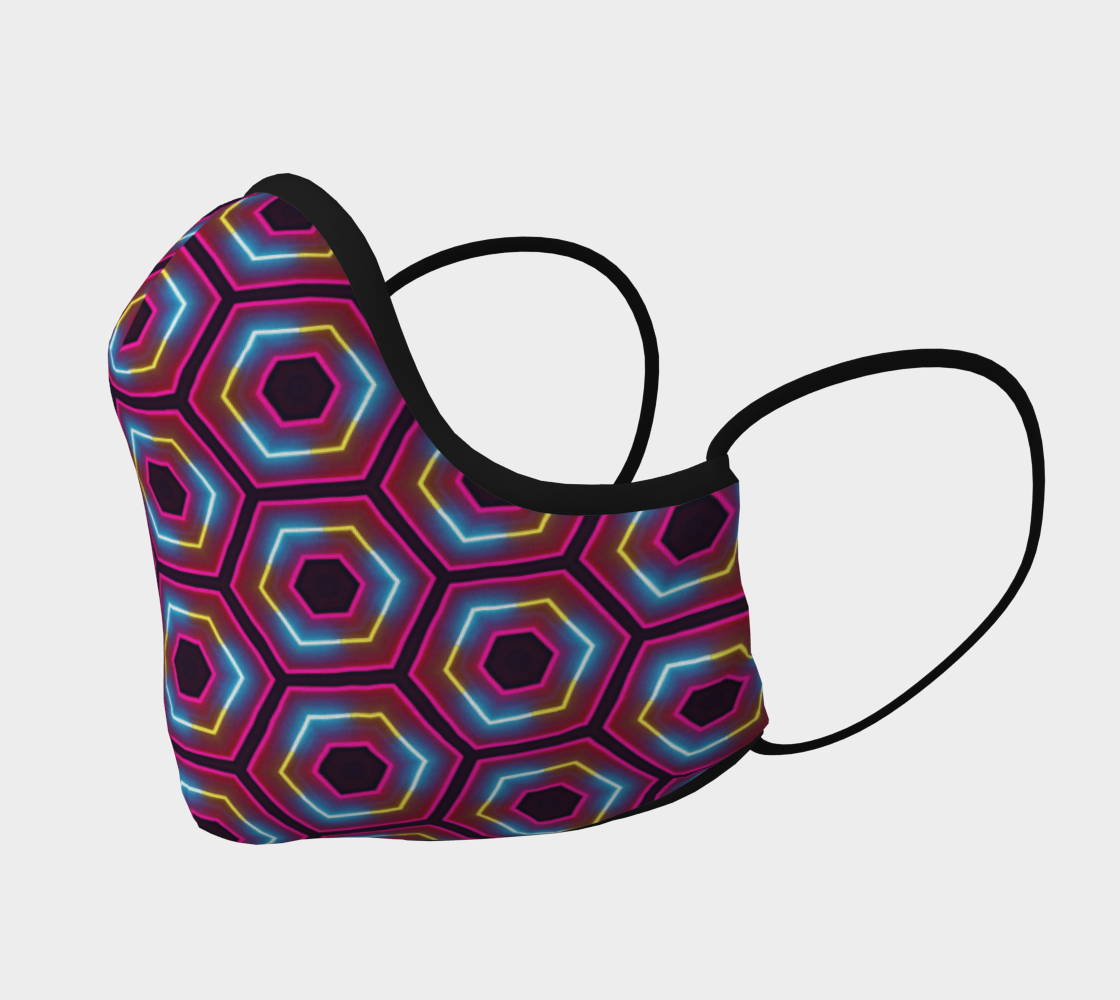 Synthwave Neon Hex Pattern Face Covering preview #2