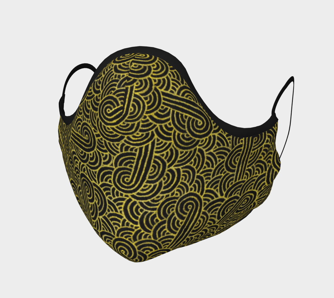 Faux gold and black swirls doodles Face Covering aperçu