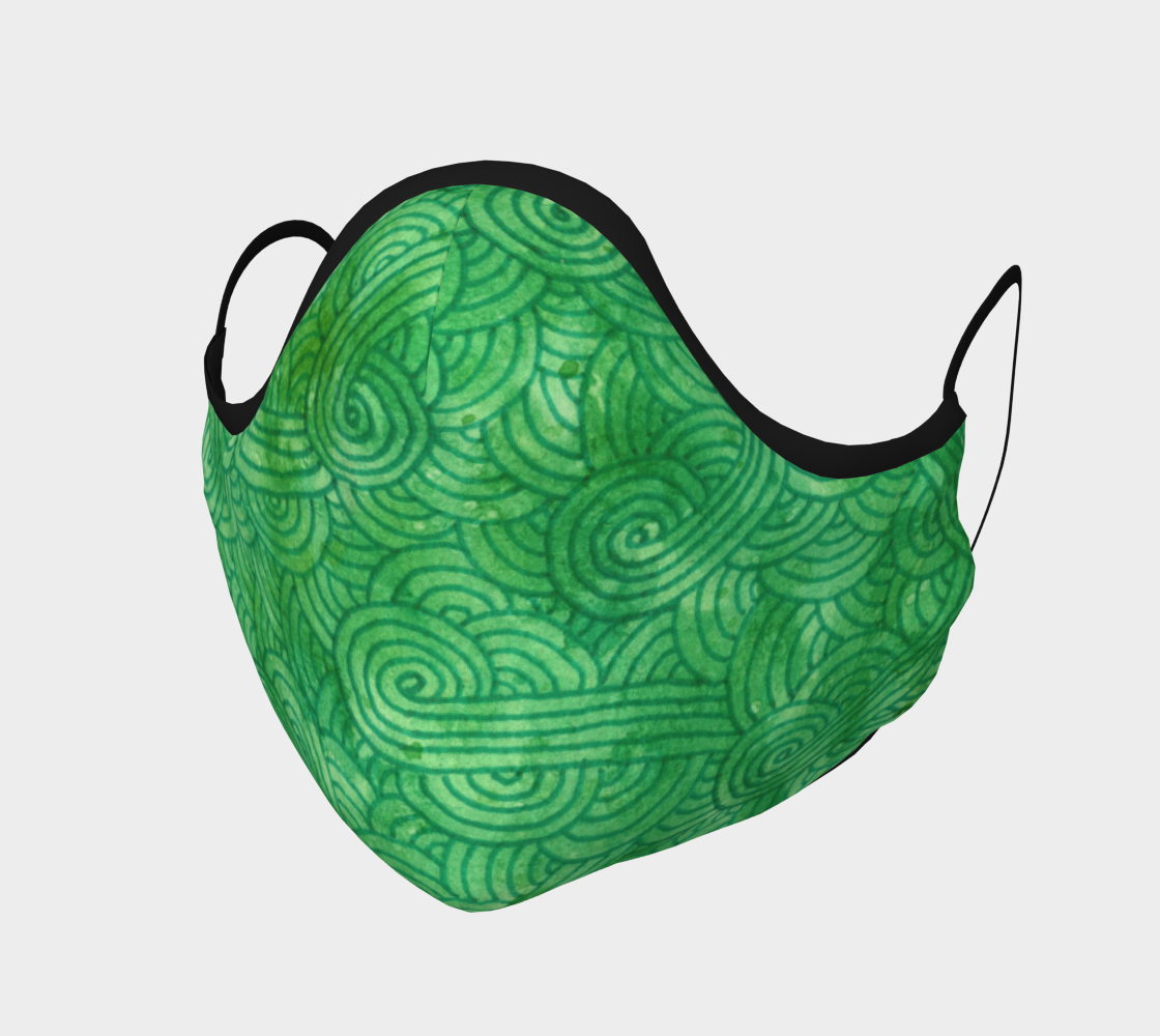 Bright green swirls doodles Face Covering aperçu