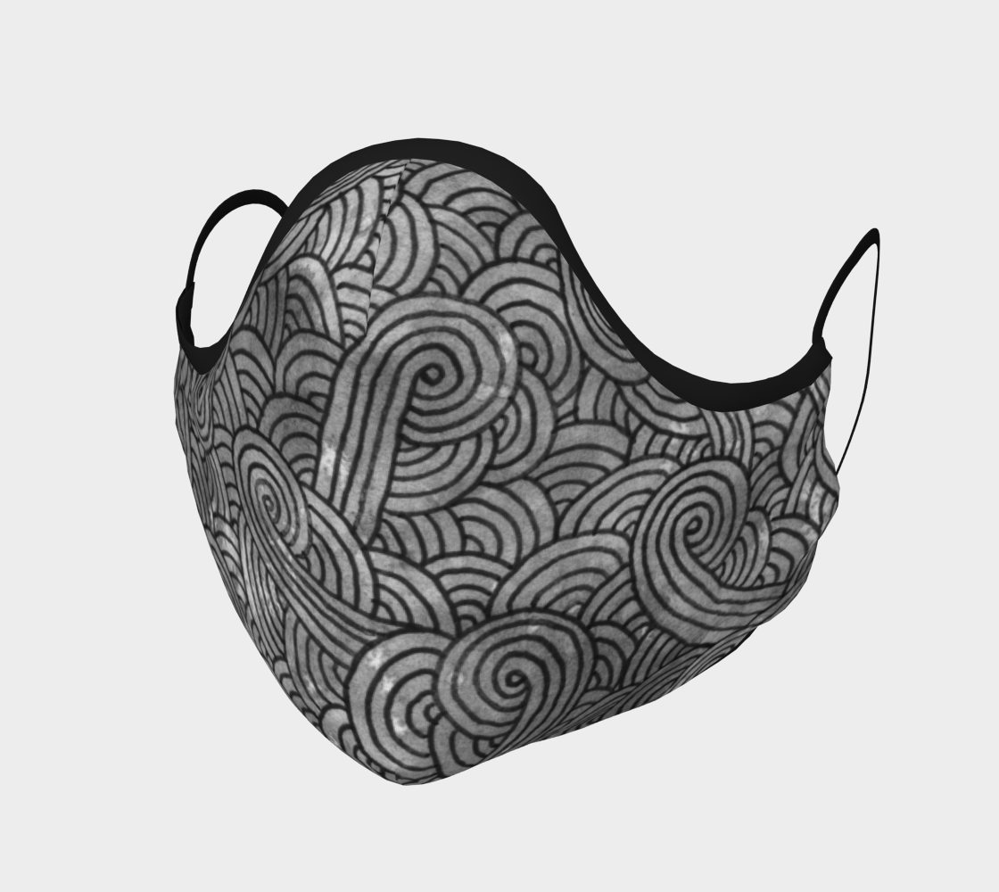 Grey and black swirls doodles Face Covering aperçu
