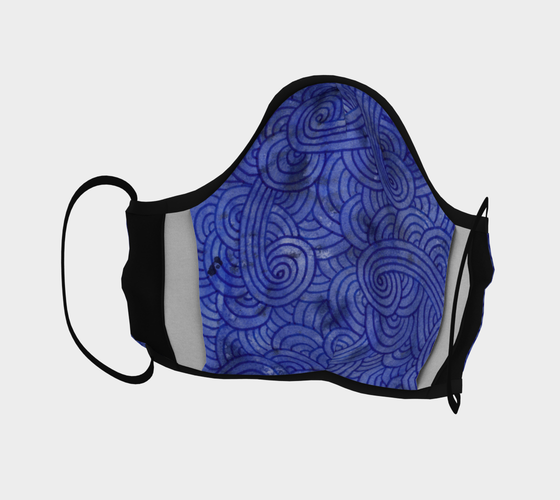 Royal blue swirls doodles Face Covering thumbnail #5