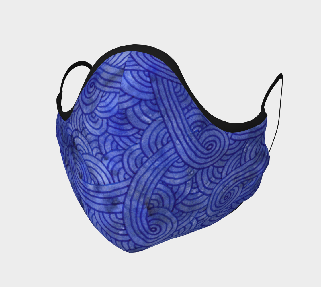 Royal blue swirls doodles Face Covering preview