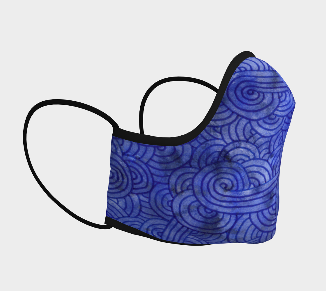 Royal blue swirls doodles Face Covering thumbnail #4