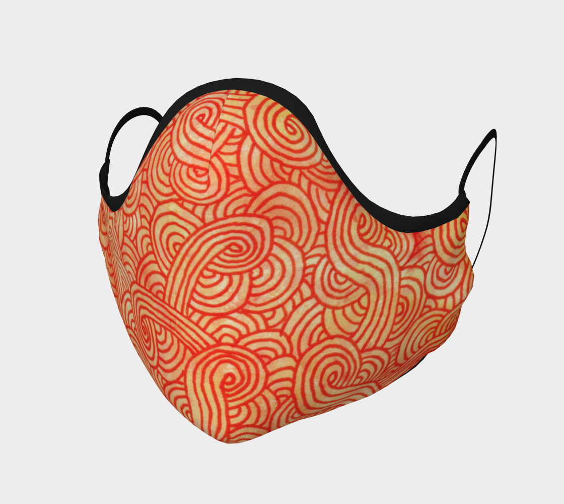 Orange and red swirls doodles Face Covering aperçu