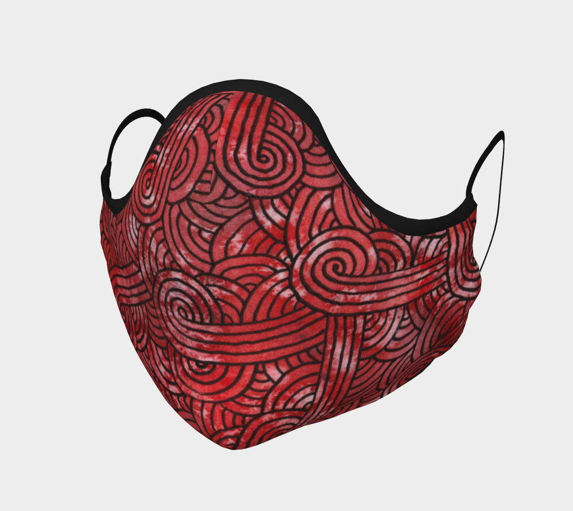 Red and black swirls doodles Face Covering aperçu