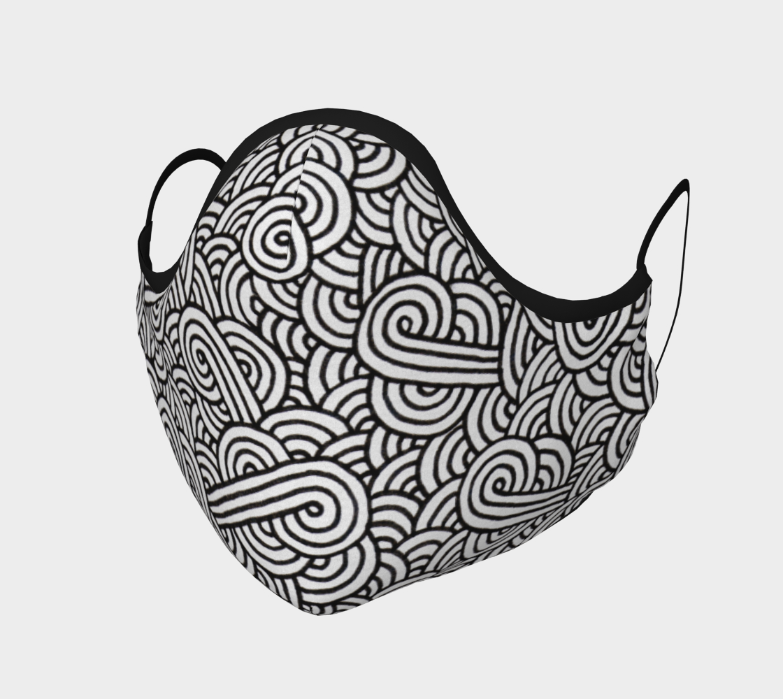 Black and white swirls doodles Face Covering aperçu