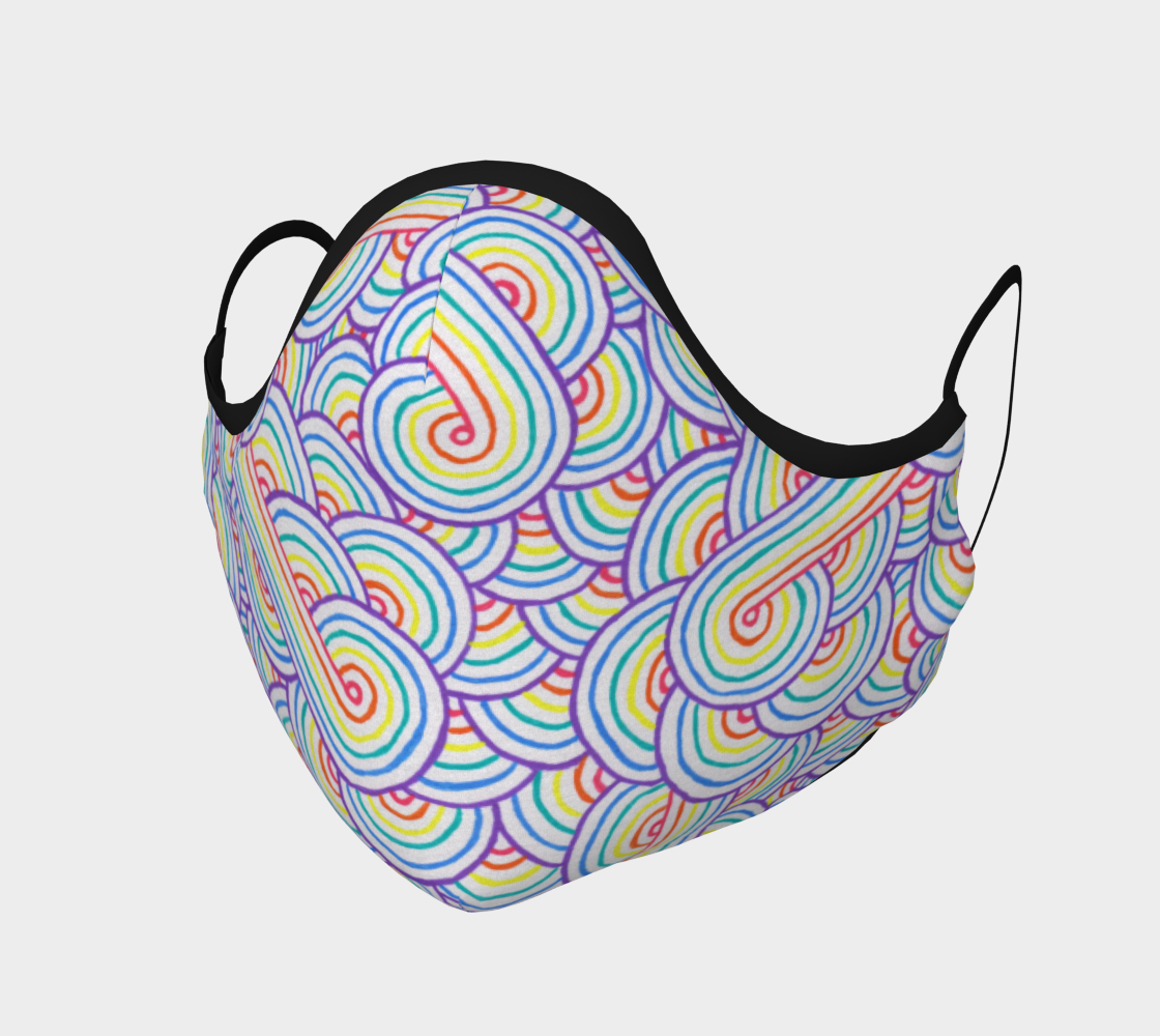 Rainbow and white swirls doodles Face Covering preview