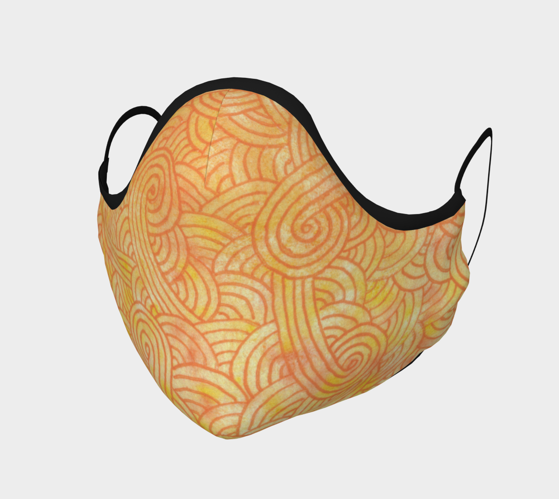 Yellow and orange swirls doodles Face Covering aperçu