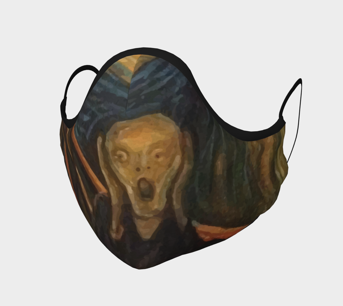 The Scream, Face Mask, 7 Sizes, Filter Pocket, Filters, 100% Cotton, Free Worldwide Shipping, Edvard Munch aperçu