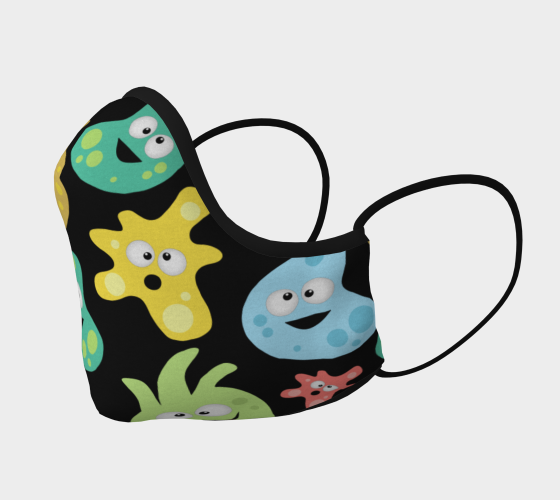 Aperçu de Cartoon Cute Germs Viruses Bacteria Science Face Mask #2