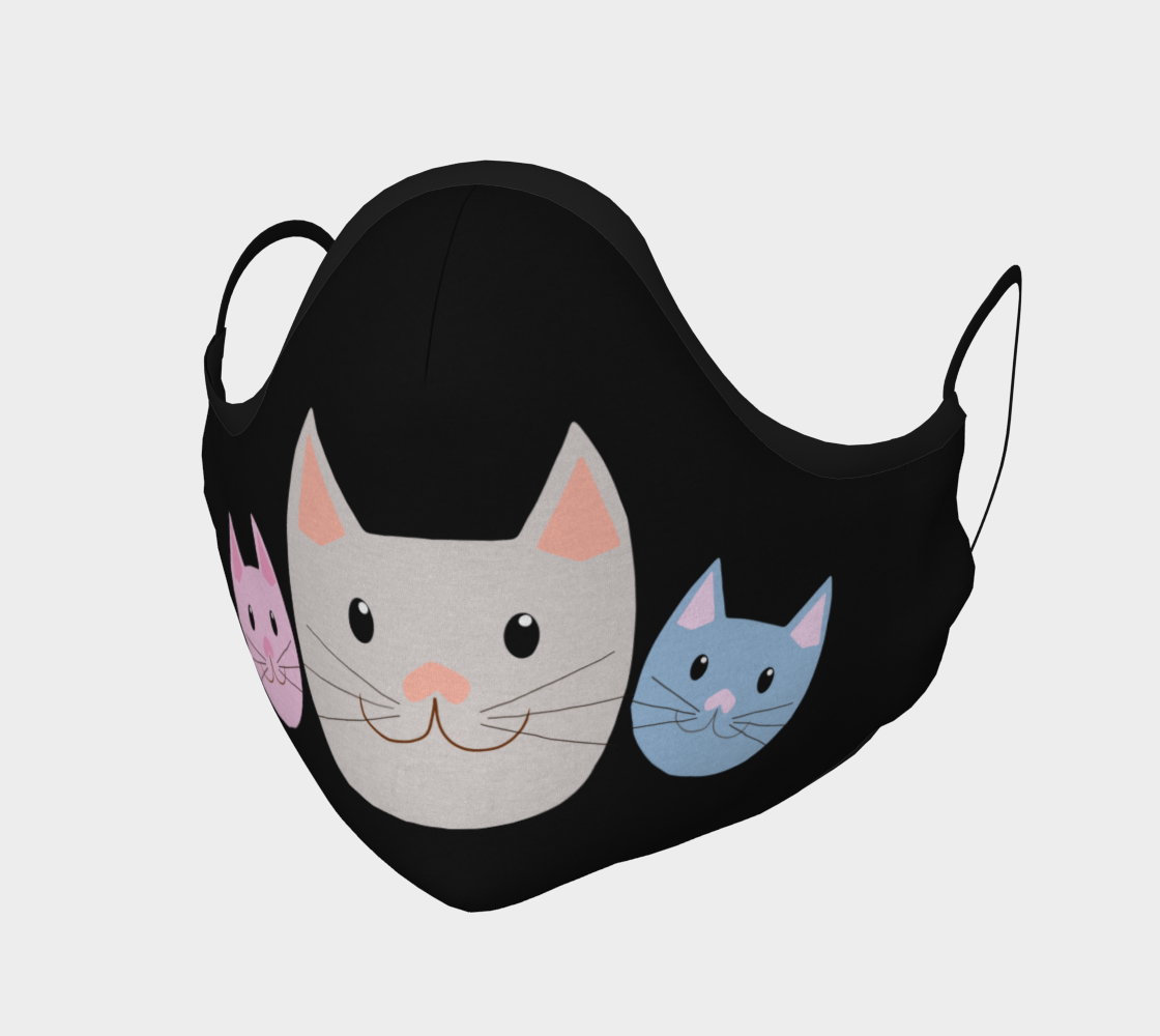 Aperçu de Cute Cat Kitten Faces Face Mask Covering #1