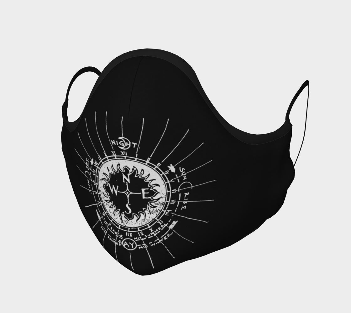 Vintage Compass Design Black and White Face Mask Covering preview #1